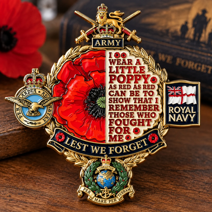 British Armed Forces Lest We Forget Tribute Metal Badge