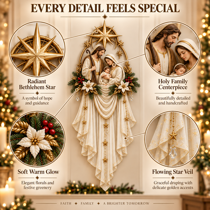 Holy Family Star Veil Cascade Lighted Nativity Christmas Wall Decor