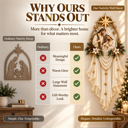 Holy Family Star Veil Cascade Lighted Nativity Christmas Wall Decor