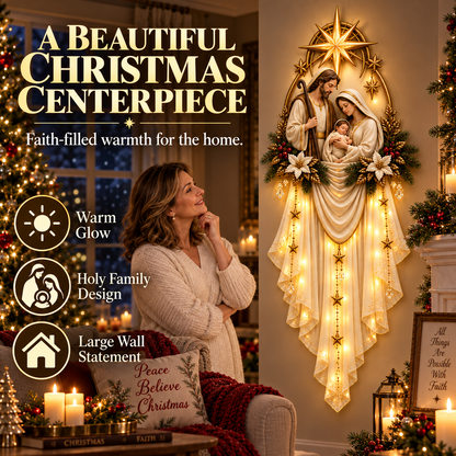 Holy Family Star Veil Cascade Lighted Nativity Christmas Wall Decor