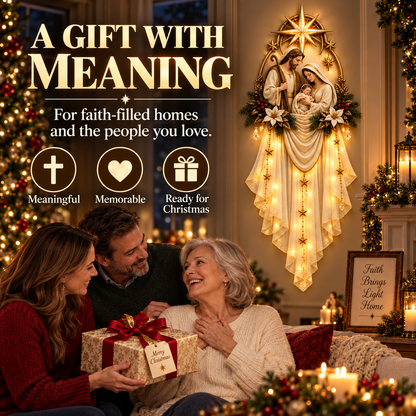 Holy Family Star Veil Cascade Lighted Nativity Christmas Wall Decor