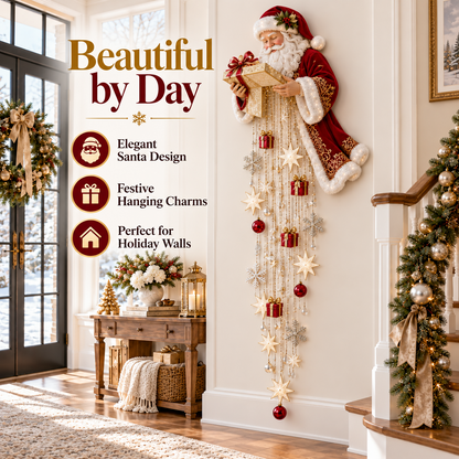 Santa s Magical Gift Starfall Cascade | Lighted Christmas Wall Decor