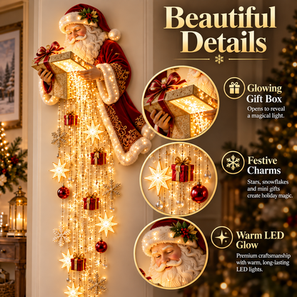 Santa s Magical Gift Starfall Cascade | Lighted Christmas Wall Decor