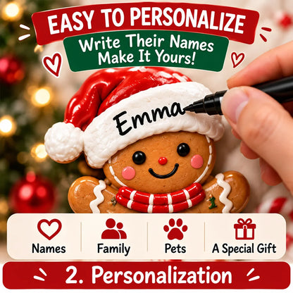 Personalized Gingerbread Family Fridge Magnet Writeable Christmas Keepsake