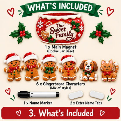 Personalized Gingerbread Family Fridge Magnet Writeable Christmas Keepsake
