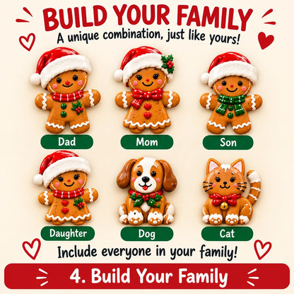 Personalized Gingerbread Family Fridge Magnet Writeable Christmas Keepsake