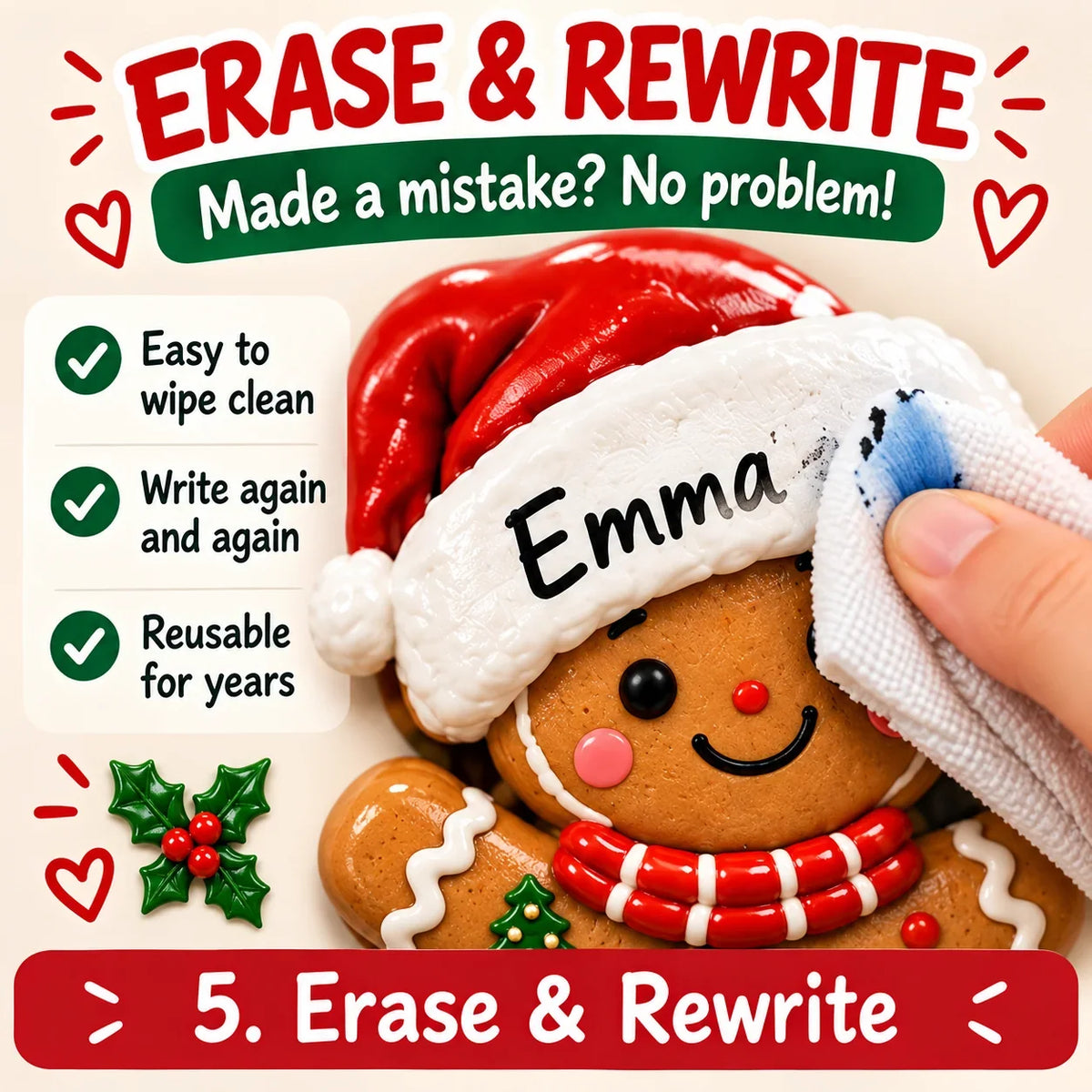 Personalized Gingerbread Family Fridge Magnet Writeable Christmas Keepsake