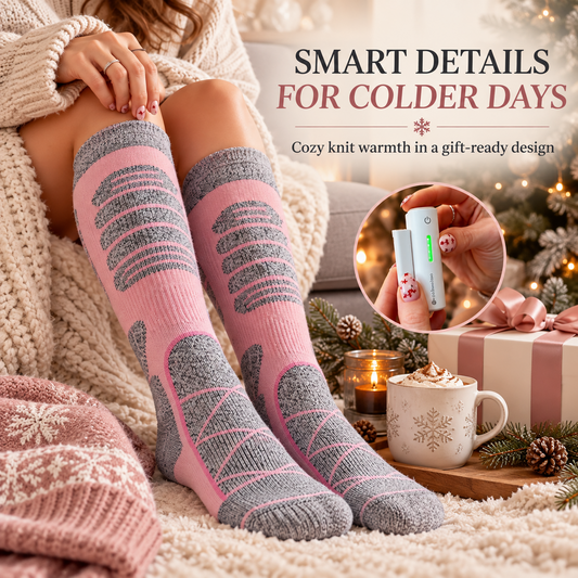 Rechargeable Heated Knee-High Socks Cozy Warmth for Cold Winter Days