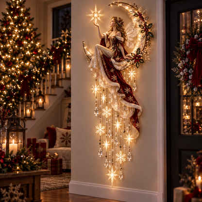 Enchanted Butterfly Moon Magical Fairy Starfall Wall Light with Cascading Crystal Glow