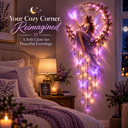 Enchanted Butterfly Moon Magical Fairy Starfall Wall Light with Cascading Crystal Glow