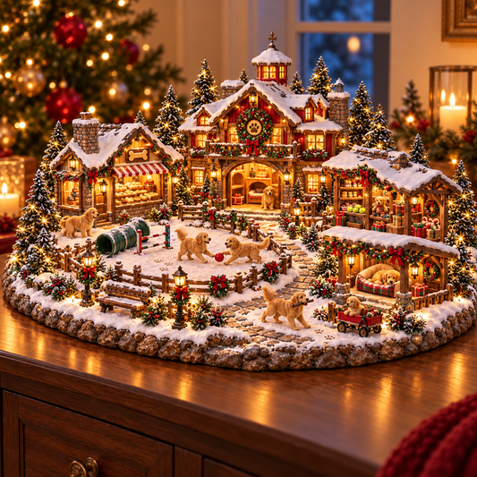 Christmas Golden Retriever Village Lighted Dog Lover s Holiday Scene