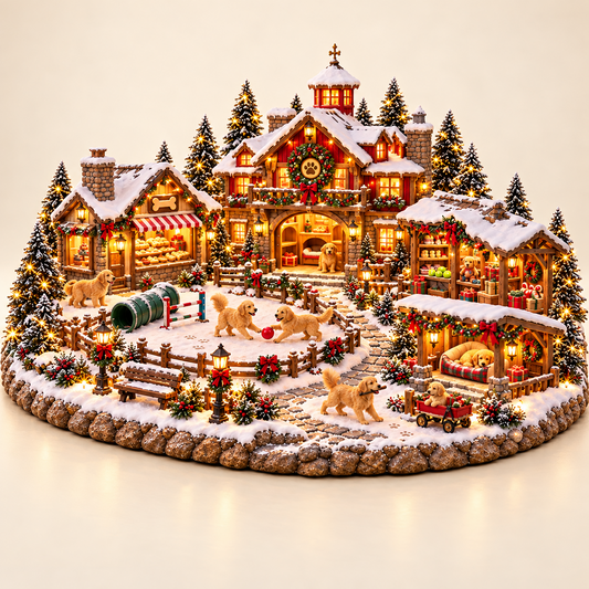 Christmas Golden Retriever Village Lighted Dog Lover s Holiday Scene