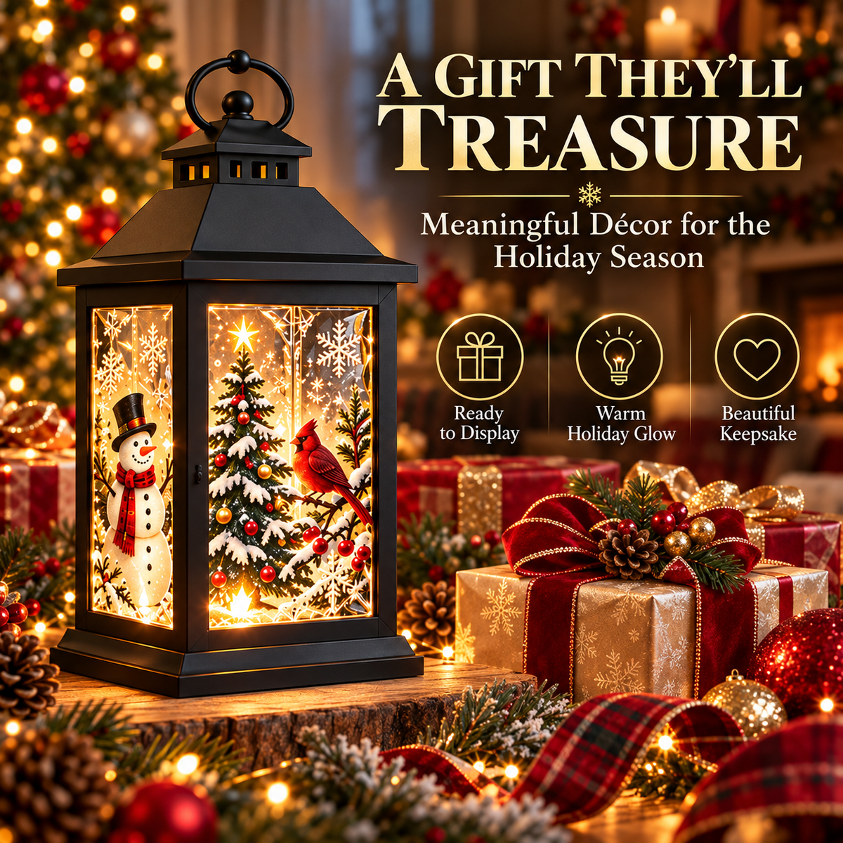 Interchangeable Crystal Lantern Light-Up Holiday D cor