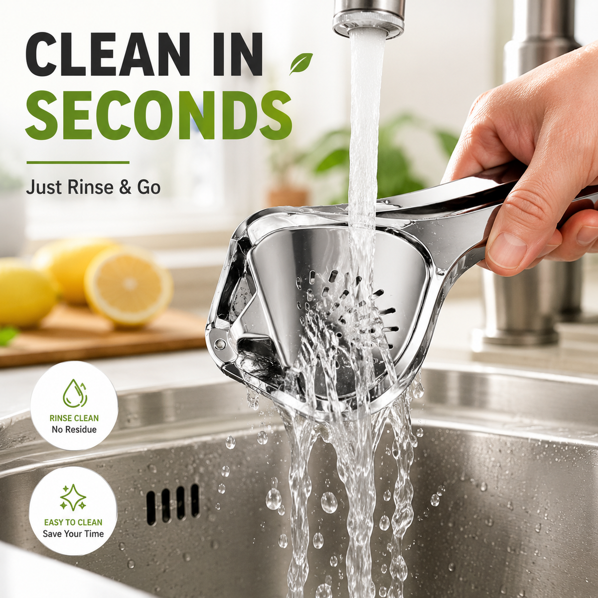 Fresh Lemon Squeezer No Seeds, No Mess, More Juice