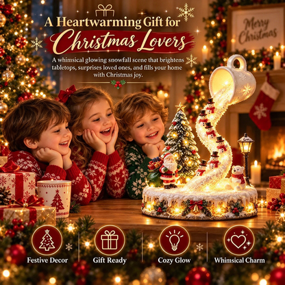 Lighted Christmas Snow Globe | Santa & Snowman Glowing Tabletop Ornament