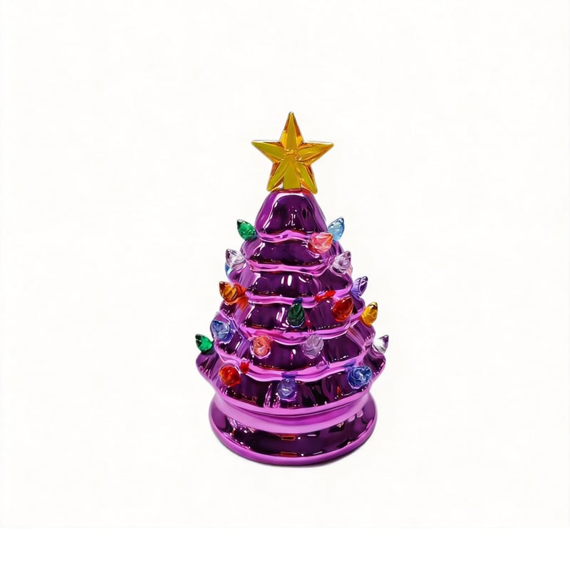 Mini 4.5-inch retro LED ceramic Christmas tree (lighted) suitable for holiday decor or as a gift