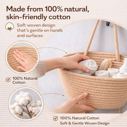 Woven cotton 3-Tier Over the Door Basket, Wall-Mounted Jute Storage Organizer
