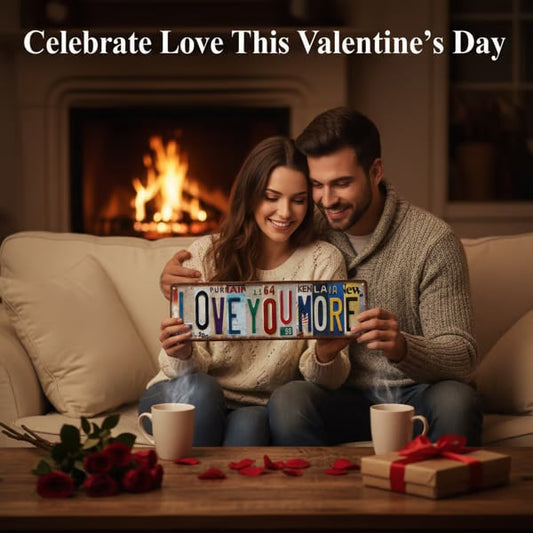 Vintage "Love You More" Street Sign Romantic Metal Wall Decor for Valentine's Day