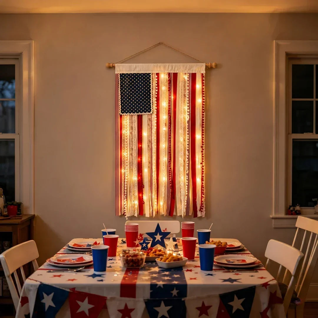 Lighted American Flag Banner