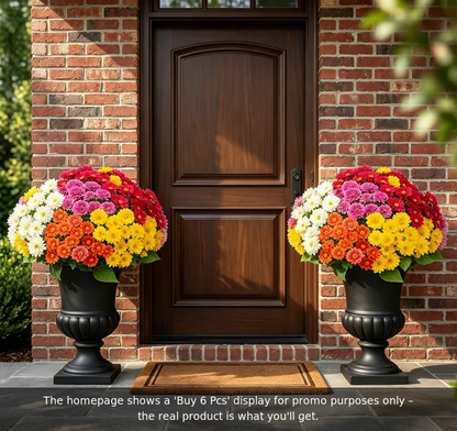 Artificial Outdoor Sunset Mums Flowers - UV resistant, Waterproof, Windproof