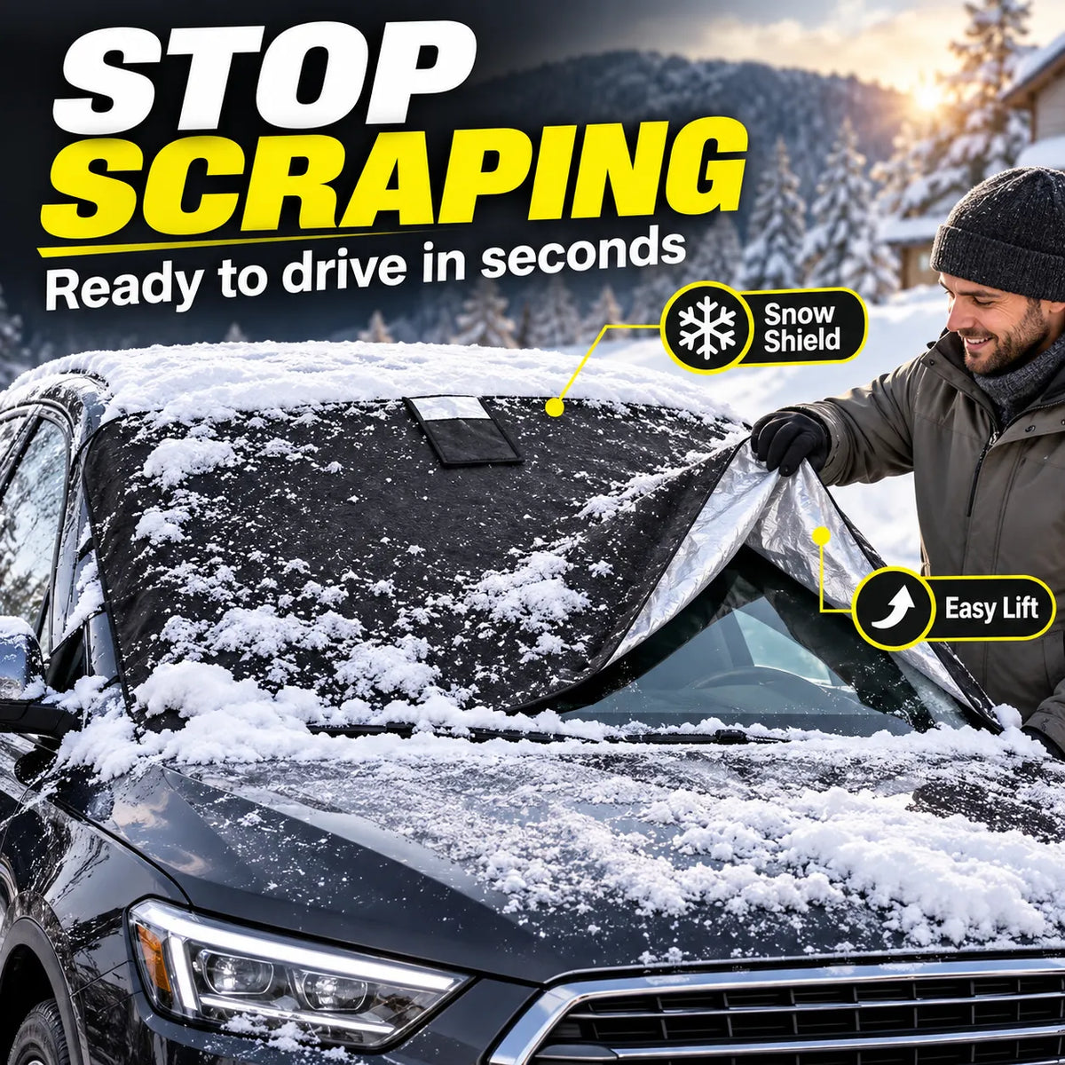 Reversible All-Weather Windshield Cover Snow, Ice & Sun Protection