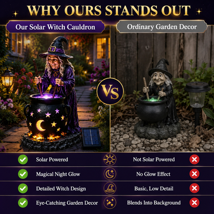 Halloween Witch Glowing Cauldron Solar Light Spooky LED Outdoor Garden Decoration for Yard & Patio