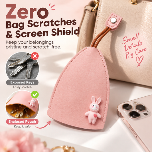 Cute Cartoon Pull-Out Leather Car Key Pouch & Organizer