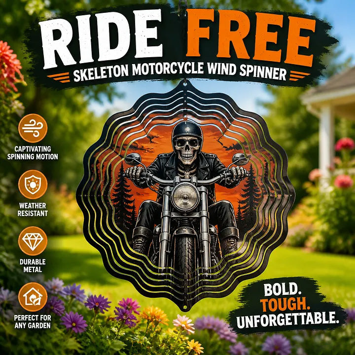Skull Motorcycle Windmill Spinner