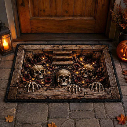 Halloween Plush Doormat Soft Crystal Velvet Entryway Mat, Non-Slip Front Door Rug for Festive Home Decor