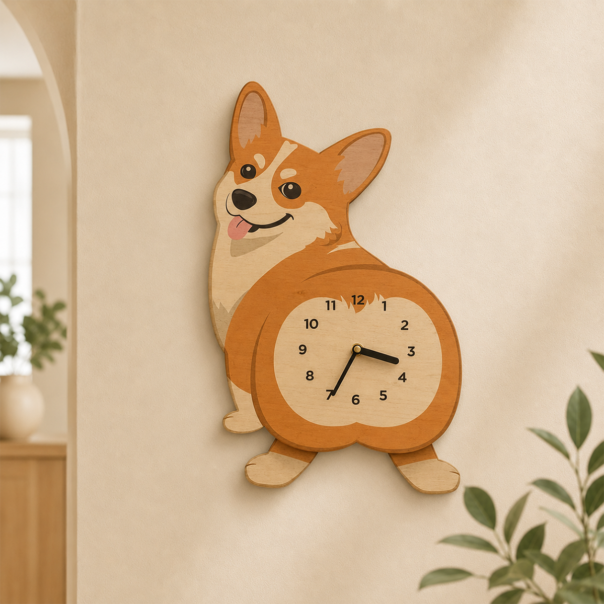 Arrival Swing Tail Dachshund Wooden Wall Clock