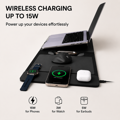 The All-In-One Mobile Workstation Sleeve | Built-In 15W Multi-Device Wireless Charger