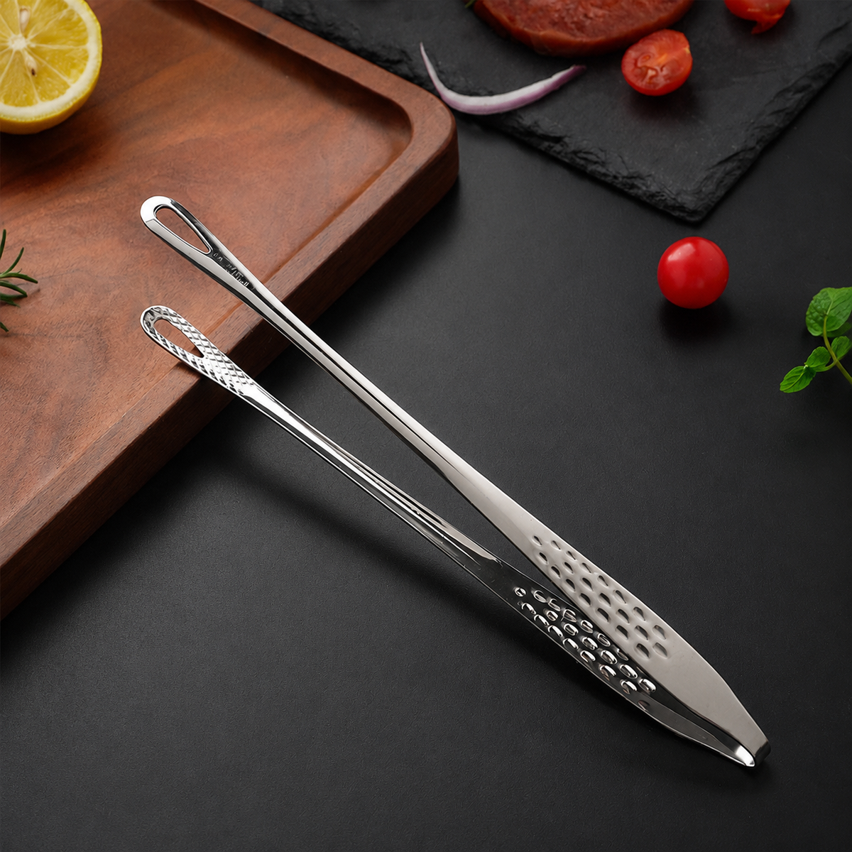 Stainless Steel BBQ Tongs Heavy-Duty Grill Tool for Easy Flipping & Serving