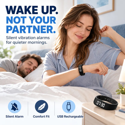 Silent Vibrating Alarm Wristband | Quiet Wake-Up & Step Tracker