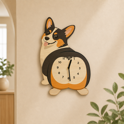 Arrival Swing Tail Dachshund Wooden Wall Clock