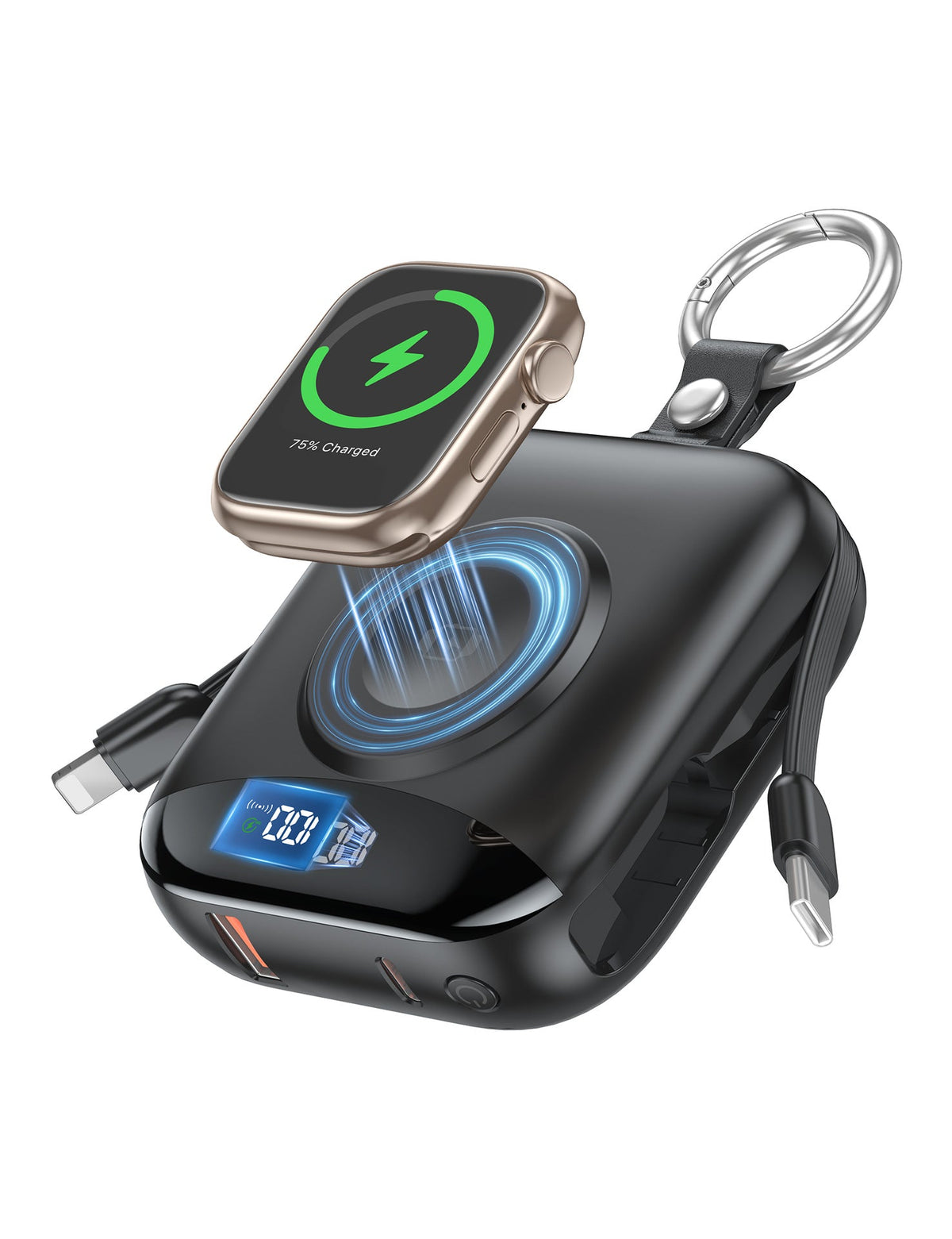sell - 10,000mAh 3-in-1 Magnetic Power Bank with Built-In Cables