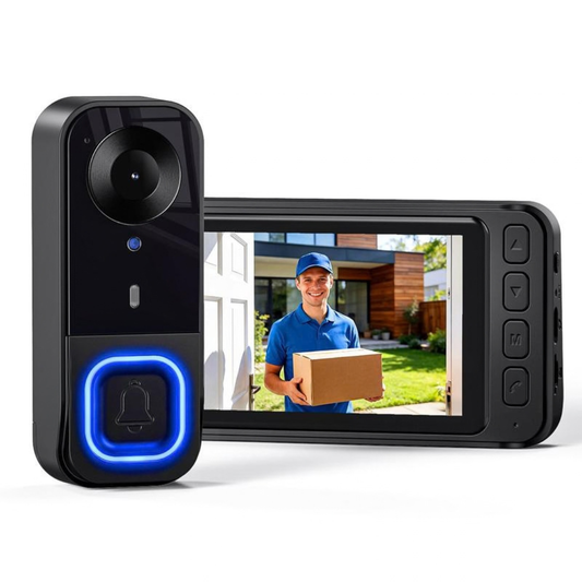 EntryView 1080P Video Doorbell with 4.3 Indoor Screen No App or Home Wi-Fi
