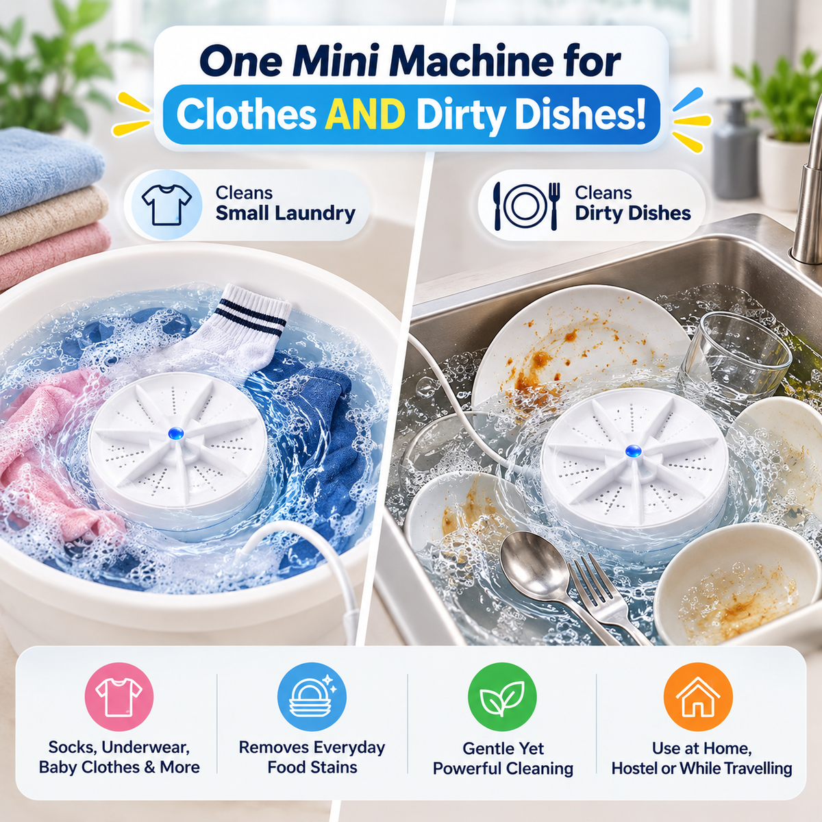Portable Vortex Mini Washer Turn Any Basin Into a Quick Wash Station
