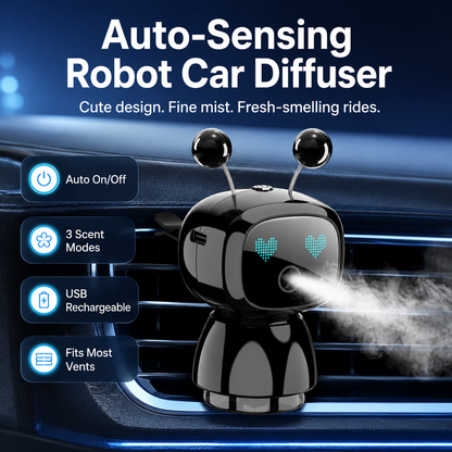 Cute Robot Car Diffuser Auto-Sensing Mist & LED Vent Freshener