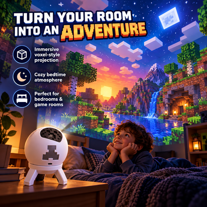 Pixel Block World Room Projector USB-Powered Bedroom & Gaming Atmosphere Light