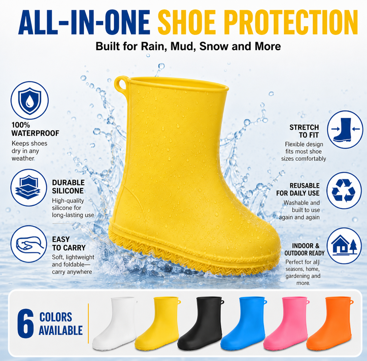 Stop Wet Shoes! Heavy-Duty Waterproof Shoe Covers Anti-Slip & Foldable