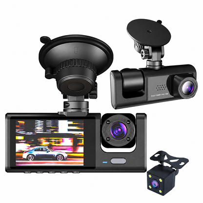Upgraded 360 Protection Dash Cam Triple-Lens 1080P Front Cabin Rear | WiFi Phone Link Never Drive Blind Again!