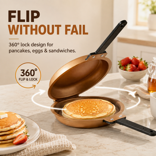 Master Breakfasts in Minutes: Non-Stick Double-Sided Flip Pan