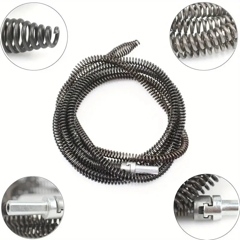 Flexible Drill-Powered Drain Cleaning Snake Deep Pipe Clog Remover for Sinks, Showers & Toilets