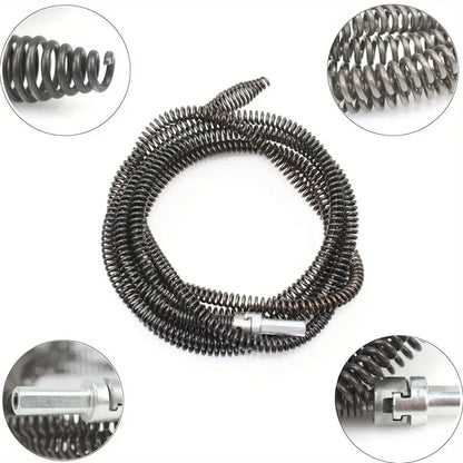 Flexible Drill-Powered Drain Cleaning Snake Deep Pipe Clog Remover for Sinks, Showers & Toilets