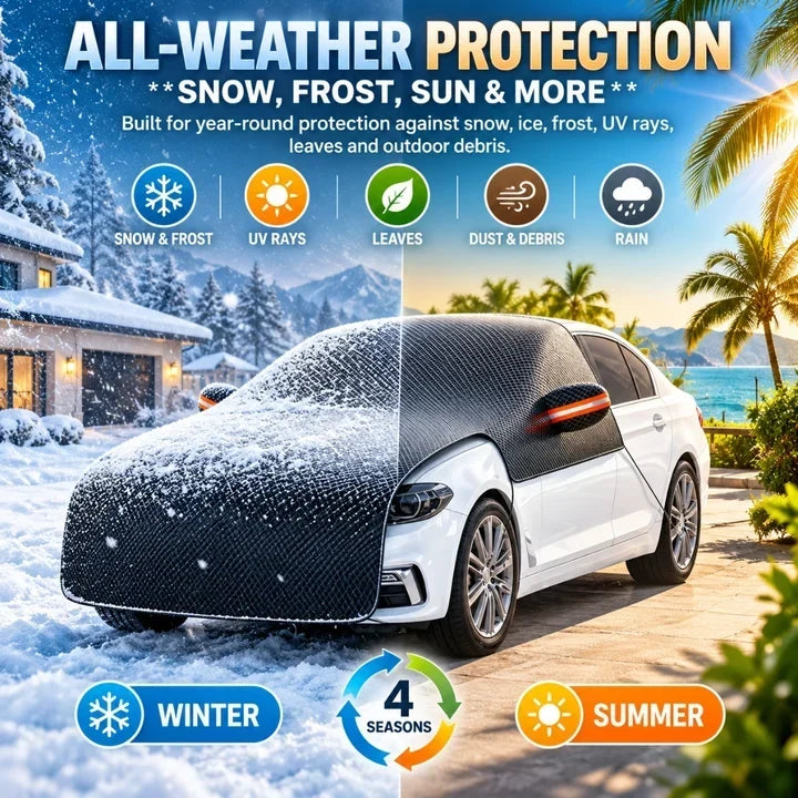 Upgrade 6-Layer Half-Car Protective Cover Snow, Frost, UV & Wind Protection