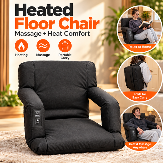 Heated Massage Floor Chair | Foldable Portable Lounge Seat