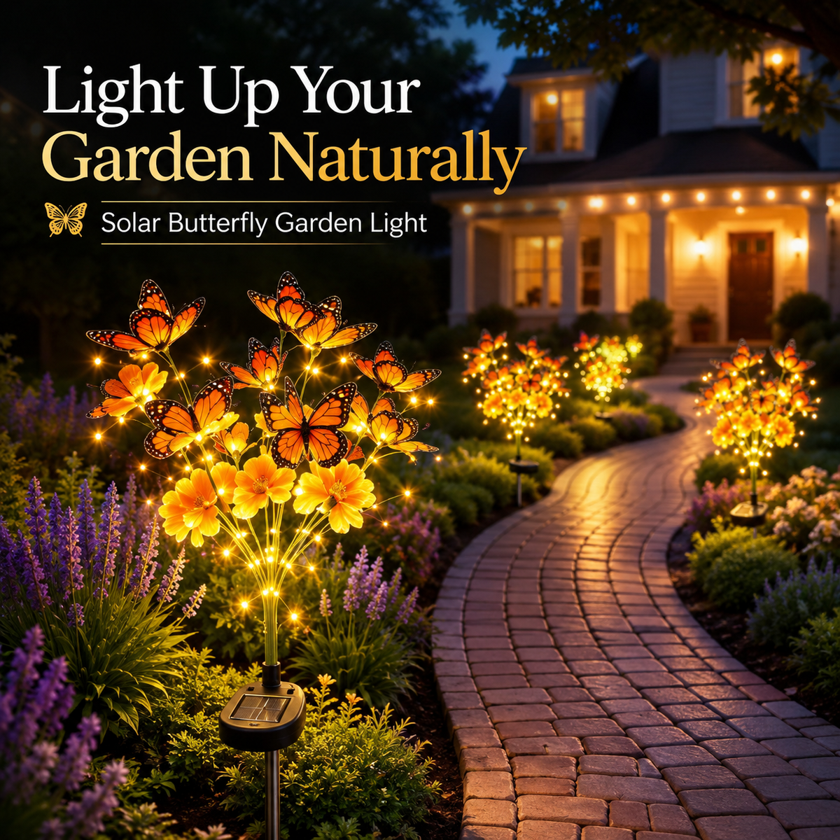 Solar Butterfly Flower Garden Stake Light Waterproof Outdoor Pathway Decor