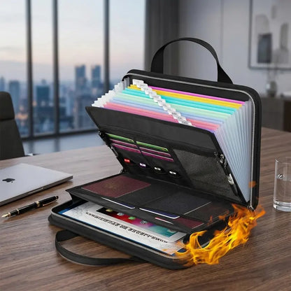 Fire-Resistant Document Organizer Bag Large Capacity A4 File Storage Case