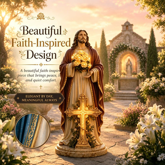 Blessed Light of Jesus & Virgin Mary Garden Sculpture