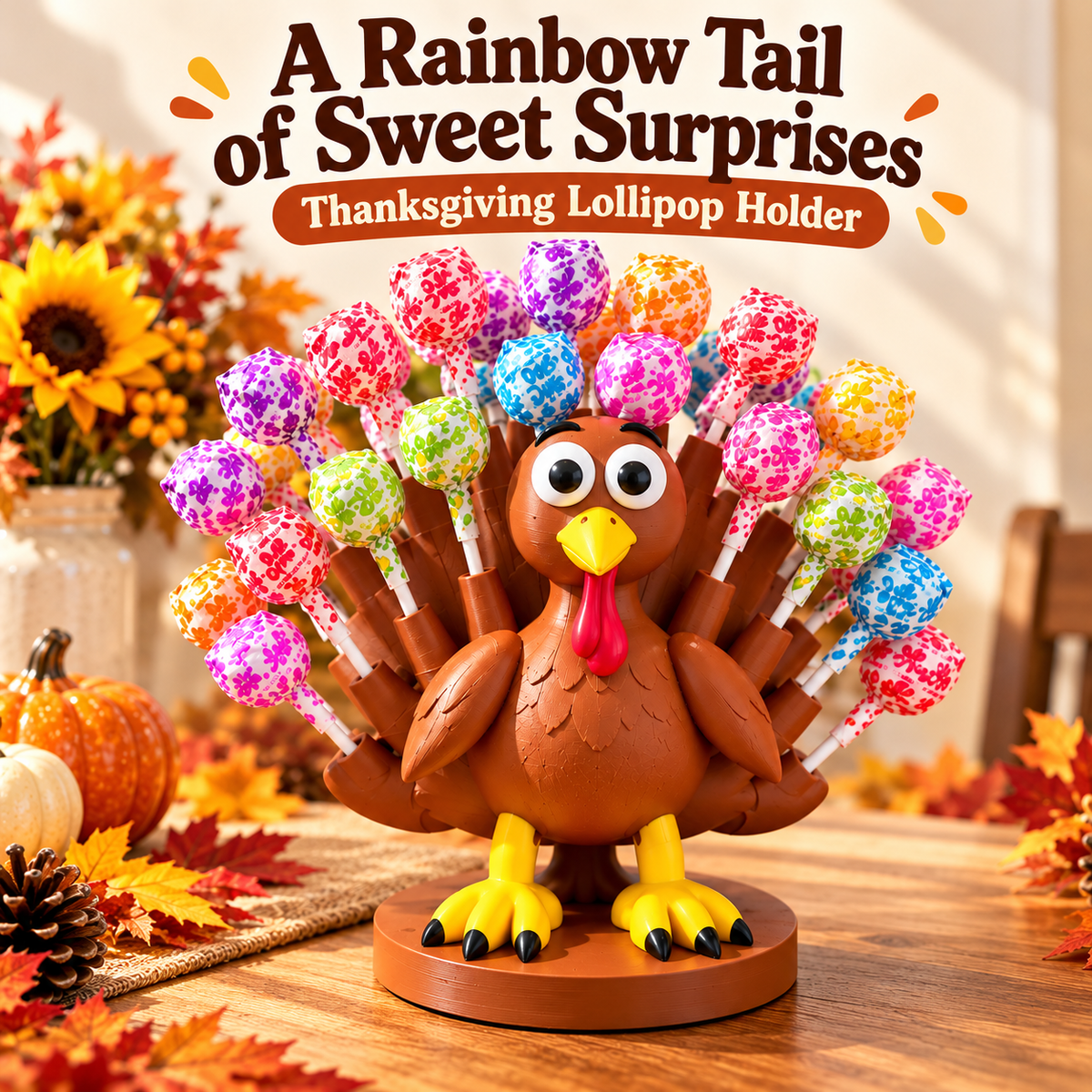 Turkey Lollipop Holder A Rainbow Tail of Thanksgiving Fun